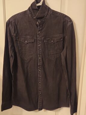 G-Star Charcoal Grey Snap-Front Shirt Jacket